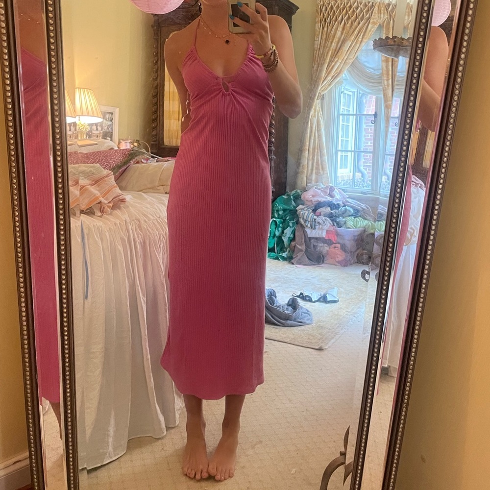 pink halter dress